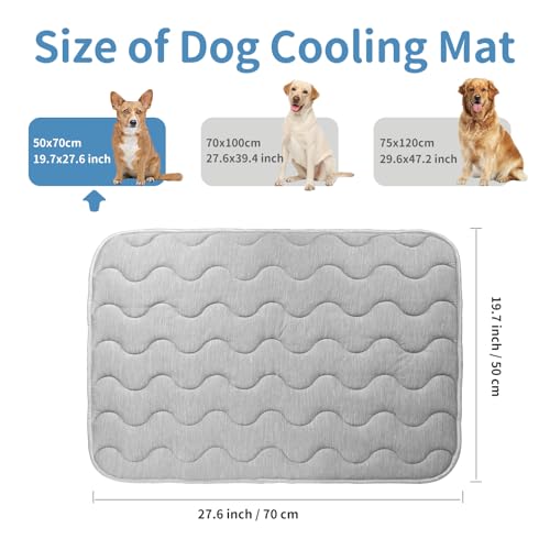 Large Dog Cooling Mat | 28''*20'' Washable Cooling Pet Pad | Portable Kennel Puppy Bed for Summer,Non Slip Sleeping Blanket Pet Pads,Washable Non-Toxic Mats ﻿ - size: 70l X 50w Cm