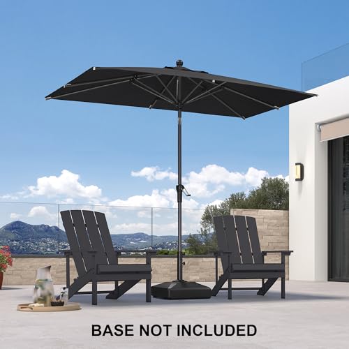 PURPLE LEAF 8' x 5' Rectangular Patio Umbrella Outdoor Table Umbrella Aluminum Frame Market Umbrella Sun Umbrella with 8 Sturdy Ribs & Tilt for Garden Deck Lawn & Pool Gray - color: Gray, size: 5' x 8'