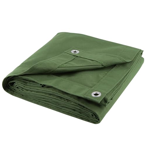 CARTMAN Finished Size 8x10 Feet Green 2PK Canvas Tarp with Rustproof Grommets, Heavy Duty Multipurpose Tarpaulin Cover for Canopy Tent, Roof, Camping, Woodpile - color: Olive Green, size: 8'x10' 2pk