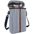 Insulated Wine Bag - Wine Bottle Carrier Tote Cooler Bags for Gifts Travel Picnic Beach, Blue and White Stripes - 2 Bottle - color: Blue and White Stripes, size: 2 Bottles