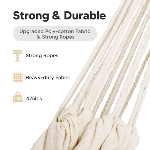 SUNCREAT Hammocks Outdoor Camping Double Hammock, Portable Hammock for Outside, Beige - color: Beige, size: Medium