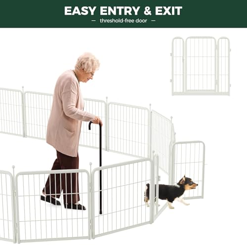 FXW Rollick Unleashed Dog Playpen for Indoor, Yard, RV Camping, 24 inch 16 Panels for Small and Puppy Dogs, White│Patented - color: White, size: 24"H