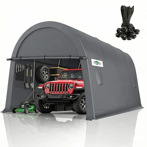 COBIZI Carport Canopy 12x20 Heavy Duty Portable Garage, All-Season Portable Car Ports & Outdoor Storage Shed, Galvanized Frame Vehicle Shelter with Removable Doors and Vents, Gray - color: Gray, size: 12'x20'