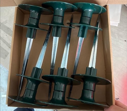 6 Pcs Garden Hose Guide on Spike, Guides Water Hoses Guide on Zinced Spike Hose Guard for Plant Protection Garden Hose Rust Sturdy Metal Stake Heavy Duty Dark Green Spin Top
