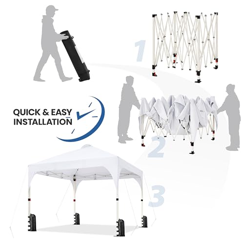 Yaheetech 10x10 Pop Up Canopy Tent with Vent, Easy Set Up Tent, Instant Sun Shelter Canopy with Wheeled Bag, 4 Sandbags, 12 Stakes & 4 Ropes, for Parties, Beach, Outdoor, White - color: White, size: 10x10