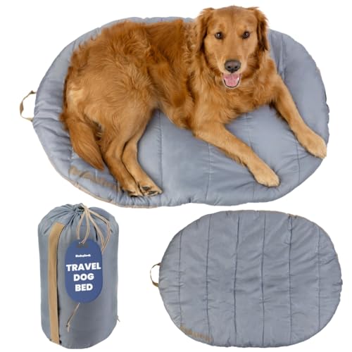 Travel Dog Bed (42" x 30")- Foldable & Packable for Travel, Road Trip, Camping– Lightweight, Water Resistant & Cozy with Soft Padding– Compact, Portable & Machine Washable– Large & Small Breeds: Grey - color: Foggy Trail