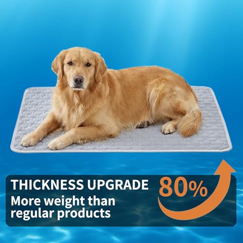 HAOMAIJIA Pet Cooling Mat for Dogs Thick Soft Washable Dog Cooling Mat Indoor Upgrade Waterproof Non-Slip Self Cooling Pad for Dog and Cat (Grey, 19'' x 30'' Medium) - color: Grey, size: 19'' X 30'' (Medium)