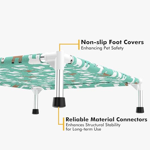 Cute Alpaca Print Elevated Dog Bed - Portable Cooling Pet Cot for Medium Dogs - Breathable Thickened Fabric Hammock, Crate Compatible, Indoor & Outdoor Use - size: Medium