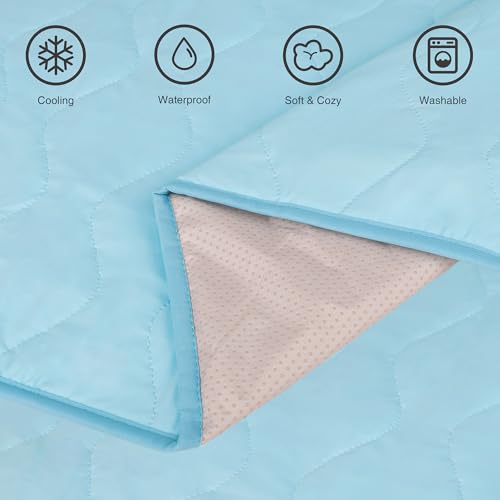 Cooling Blanket for Dogs - Q-MAX>0.4 Waterproof Pet Throw Blanket Bed Cover, Non-Slip Dog Blankets for Couch Protector, Washable Furniture Cover for Summer, Blue,50x60 - color: Light Blue, size: 50x60 Inch