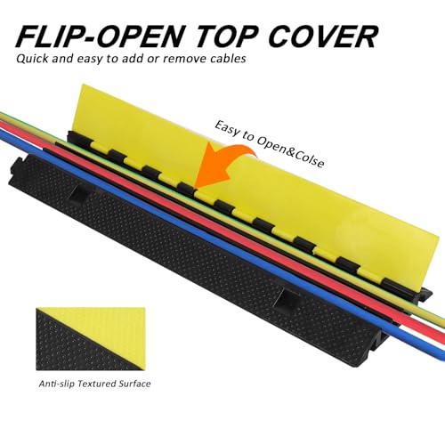 GarveeTech Cable Ramp 1 Pack 3 Channel Rubber Cable Protector Ramps, Cable Wire Cord Cover Ramp, 28000 lbs Capacity Heavy Duty Speed Bump Driveway Outdoor Hose Cable Ramp Protective Cover - size: 41''*12''*2''-3 Medium Channel