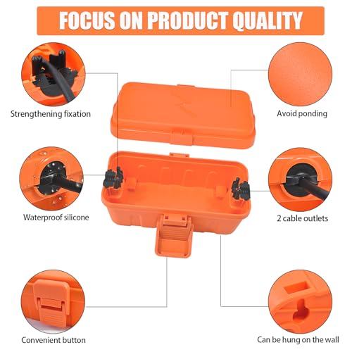 Hrensaw Small Weatherproof Electrical Connection Box(6 x 3.5 x 2.2inch),Outdoor Electrical Box,Waterproof Extension Cord Covers for Plug, Extension Cables, Holiday Lights,Orange - color: Orange, size: Small