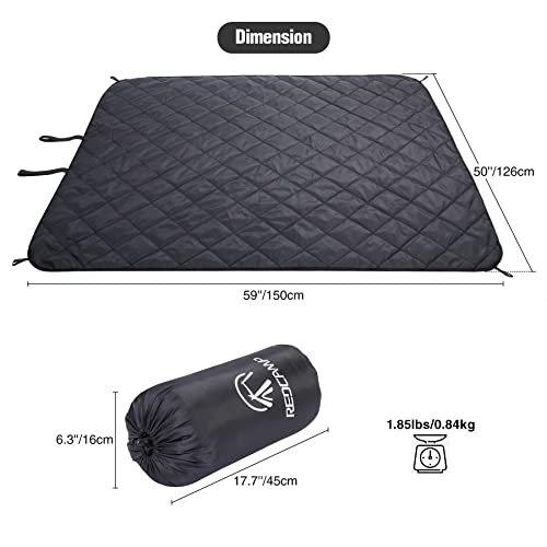 REDCAMP 50"x59" Large Warm Camping Blanket Waterproof & Windproof with Fleece Lining, Outdoor Blanket for Cold Weather Stadium Picnic Travel, Machine Washable Black - color: Black&grey/50"x59"