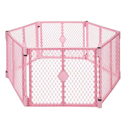 Toddleroo by North States - Superyard Baby Play Yard: Freestanding 6 Panel Baby Playpen - Indoor or Outdoor Use - Made in USA - Encloses Up to 18.5 Square Feet - 26 Inches Tall - Pink - color: Light Pink, size: 26 Inch