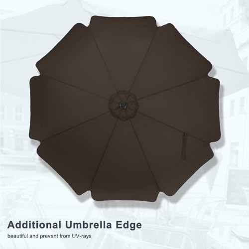 MASTERCANOPY Valance Patio Umbrella for Outdoor Table Market -8 Ribs (9FT, Brown) - color: Brown, size: 9FT