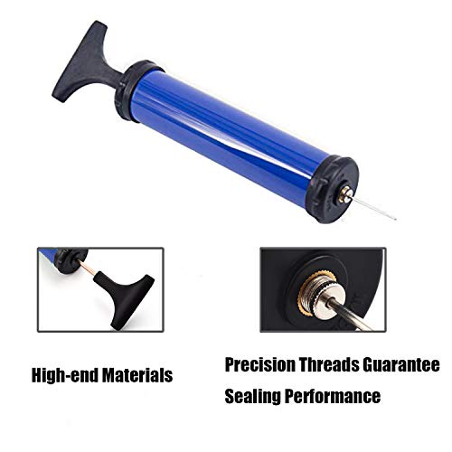 HDNNC Portable Ball Pump, Air Pump with 4 Needles 2 Nozzle 1 Extension Hose Great for Basketball Football Volleyball Soccer - style: Blue/Manual