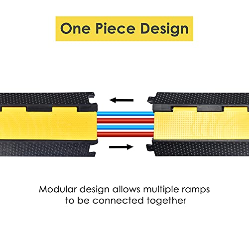 Yescom Cable Ramp Protector 2 Channel Garden Hose Protecitive 22000 Lbs Load Capacity Heavy Duty Speed Bump for Road Driveway Walkway - size: 1.8"H - 2 Channel