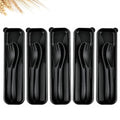 Travel Utensils Set - Reusable 5 Sets Wheat Straw Plastic Cutlery with Case, Portable Forks Spoons and Knives Set, Eco-Friendly BPA Free for Daily Use (5 Black) - color: 5 Black