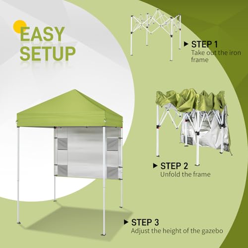 Outvita 5x5 Pop Up Canopy Tent, Ez Up Outdoor Canopy Tent Instant Shelter with Carry Bag Straight Legs Patio Balcony Porch Backyard Garden - style: 5x5-green