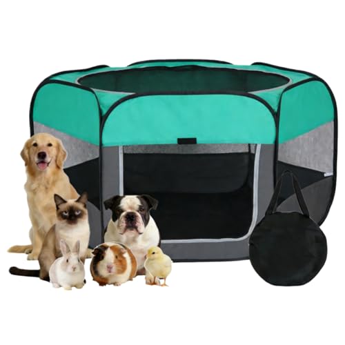 Dog Cat Playpen, Pet Playpen Indoor for Dog Crate Tent Cage Outdoor Foldable Dog Enclosure, Green Small - style: Small(29"L x 29"W x 21"H)