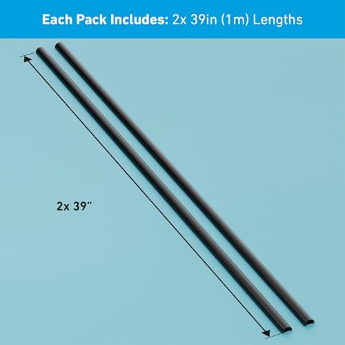 D-Line Half Round Cord Hider, Patented Cable Cover, Hide TV Wall Mount Wires, Raceway for Cords, Decorative Wire Covers, Paintable, Adhesive Cable Concealer, 2X 0.78in W x 0.39in H x 39in L, Black - color: Black, size: 0.78x0.39in - 2x 39in