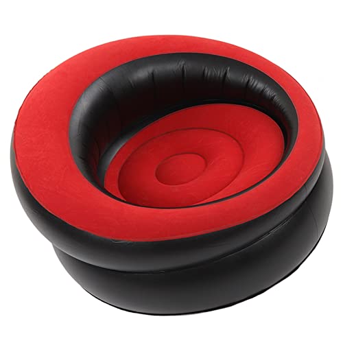 Inflatable Couch, Flocking Air Sofa Inflatable Sofa Chair Blow Up Couches Inflatable Lounge Chair for Bedroom Office Backyard Balcony Camping Travel (Red) - color: Red
