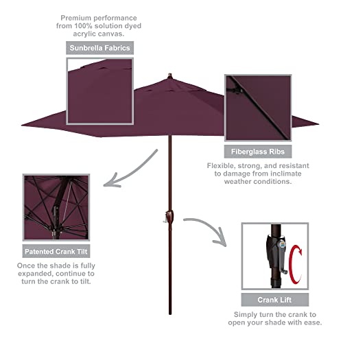California Umbrella 9' Rd Sunbrella Aluminum Patio Umbrella, Crank Lift, Auto Tilt, Bronze Pole, Iris Fabric - color: Iris