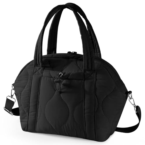 WONDAY Insulated Lunch Bags for Women, 12L Puffy Lunch Tote with Shoulder Strap, Waterproof, Leakproof, Reusable, Keeps Food Fresh, Perfect for Work, Travel, Picnic - color: Black