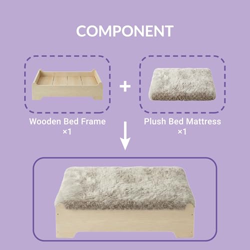 Elevated Wooden Dog Bed with Supportive Cushion & Washable Cover, Sturdy Noise-Free Frame, Furniture-Style Indoor Design, XL Size Dog Bed for Large Dogs, Natural Wood Finish - size: Xl_weight Up to 95 Lbs