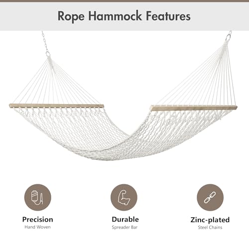 ANOW 13.5FT Curved Wooden Stand with Rope Hammock, Heavy Duty Larch Wood Arc Stand with 2 Chains, 4 Balance Ropes and 4 Carabiners, Includes Light Brown Hammock with Spreader Bars - color: Light Brown