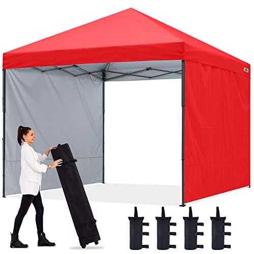 ABCCANOPY Easy Pop up Canopy Tent with 2 Sidewalls for Outdoor Sun Blocking or Rain Protection,10x10, Red - color: Red, size: 10x10