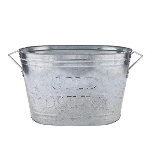 Twine Insulated Drink Galvanized Bucket, Beer and Beverage Tub, Metal Bucket, Ice Buckets for Parties, Holds 5.35 Gallons, Silver - style: Galvanized