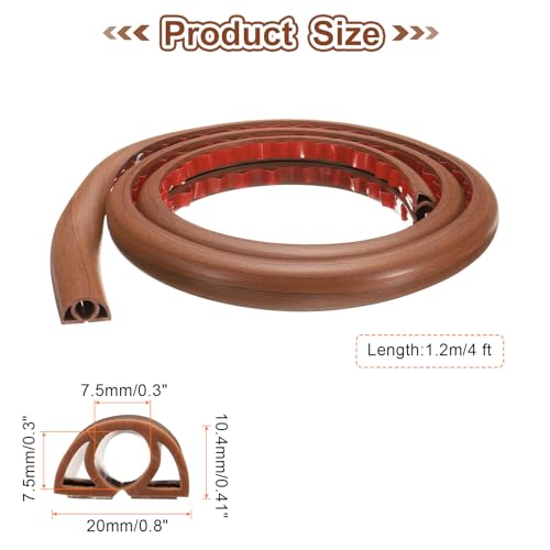 HARFINGTON 4ft Cord Cover Floor W0.3 x H0.3 Inner Channel PVC Hide Extension Cable Floor Wire Hider Wire Covers Protector for Prevent Cable Trips Cables Management, Wood Brown - color: Wood Brown, size: W0.3"xH0.3"x4ft