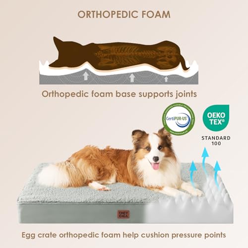 EHEYCIGA Washable Dog Beds for Extra Large Dogs, XL Dog Bed with Removable Cover for Crate, Orthopedic Foam Pet Bed Dog Mat Mattress Cushions for Extra Large Dogs, Greyish Green(41 x 27) - color: Greyish Green, size: 41*27*3.5 inches