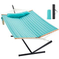 Homgava Two Person Hammock with Stand for Outside Heavy Duty, Outdoor Patio Hammock with Portable Steel Stand, Large Double Hammocks,480lbs Capacity.(Aruba) - color: Aruba