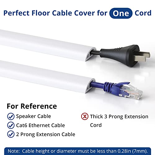 ZhiYo 4ft Cord Covers for Wires on Floor, Cord Hider Floor Hide Power Extension Cords, Soft PVC Cable Cover Cable Protector, Wire Cavity W0.47in H0.28in, White - color: White, size: W1.2'' x L4'
