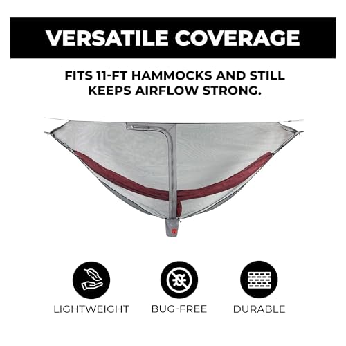 GRAND TRUNK Lightweight Mozzy Net – Ultralight No-See-Um Hammock Bug Net with Knotless Cordlock Suspension & Double-Sided Zipper | Fits 11' Hammocks
