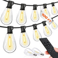 Tenmiro 100FT LED Outdoor String Lights with Remote, 35+ 1 Shatterproof Bulbs Waterproof and Dimmable Patio Lights for Porch, Garden, Backyard, Deck, Balcony, 2700K Hanging Lighting - size: 100FT-Remote