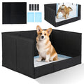 Dog Litter Box with High Walls, Pee Pad Holder Foldable, No Assembly, Waterproof, Seamless, Easy to Clean, Portable for Travel, No Spill Indoor Dog Potty Tray for Puppy & Medium Dogs