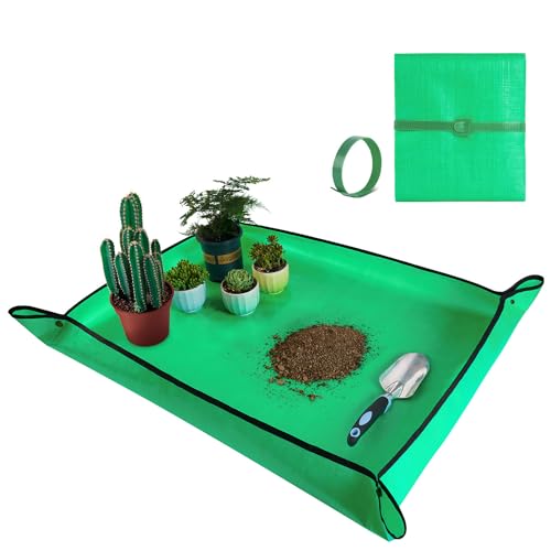 Large Repotting Mat for Plant Transplanting and Mess Control 39.5"x 31.5" Thickened Waterproof Potting Tray Succulent Potting Mat Portable Gardening Mat Plant Gifts for Women Men - color: Green
