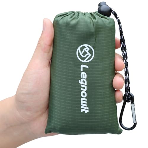 Outdoor Pocket Blanket, 55"x39" Waterproof Foldable Compact Small Pincic Blanket, Ultralight Tarp for Camping, Festival, Beach, Hiking, Backpacking, Travel and More, Stakes Included - color: Army Green, size: 55"*39"