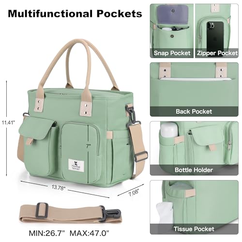 Hafmall Large Insulated Lunch Bag for Women, Leakproof Lunch Box for Men, Wide Opening Lunch Tote Bag with Shoulder Strap, Reusable Adult Lunch Bag For Work, Picnic, Green - color: Green