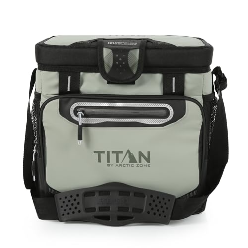 Titan by Arctic Zone Deep Freeze Cooler - Zipperless Hardbody Cooler - Deep Freeze Insulation, HardBody Liner, and SmartShelf - color: Seagrass, size: 16 Can