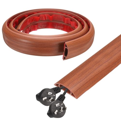 HARFINGTON 4ft Cord Cover Floor W0.6 x H0.33 Inner Channel PVC Hide Extension Cable Floor Wire Hider Wire Covers Protector for Prevent Cable Trips Cables Management, Wood Brown - color: Wood Brown, size: 4ft