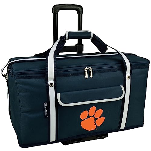 Clemson University Picnic Travel Cooler with Wheels- 64 Can Capacity- Collapsible Leakproof Cooler- Designed & Quality Approved in The USA