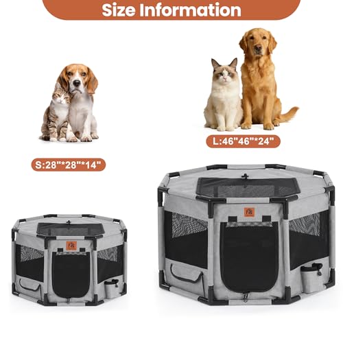 Enclosed Pet Playpen, Portable Cat & Puppy Playpen with Sturdy PVC Pipe Frame and Scratch-Resistant Fabric, Soft Kennel Crate Fence for Pet Indoor Outdoor Use (Small Size, 28x28x16.9 Inches) - size: Small