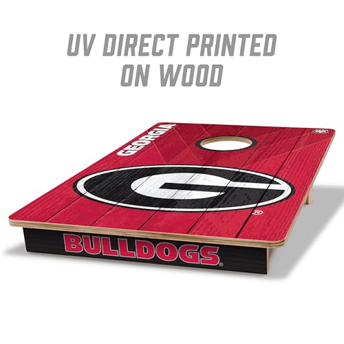 YouTheFan NCAA 2’ x 3’ Wood Cornhole Game with Logo Bags - color: Georgia Bulldogs, size: 2' X 3'
