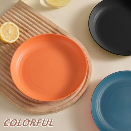Wheat Straw Dinnerware Sets - SANLUNS 24 Piece Unbreakable Dinnerware Sets, Reusable Wheat Straw Plates and Bowls Sets, Travel Camping Cutlery Set, Dishwasher Microwave Safe Dinnerware Colourful - color: Forest Undercurrent, size: 24piece Wheat Straw Dinn