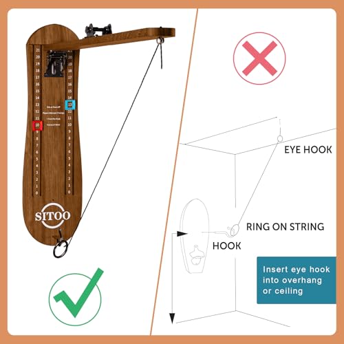 Ring Toss Game for Adults, Outdoors Games, Hook and Ring Game with Foldable Arm - color: WALNUT