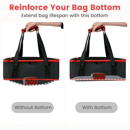 Insulated Resuable Casserole Carrier Bag for Hot or Cold Food, Foldable Portable Prep Carrier, Thermal Food Transport Bag for 9''x13'' & 11''x15'' Baking Pan, Travel Picnic Cake Dessert lunch, Black - size: Standard Black-Red