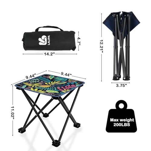 Portable Collapsible Stool Outdoor Folding Chair Small Camping Chair for Hiking,Fishing,Gardening,Beach and Travel with Carry Bag (1 Pack,Pattern) - color: Small, size: 1PCS